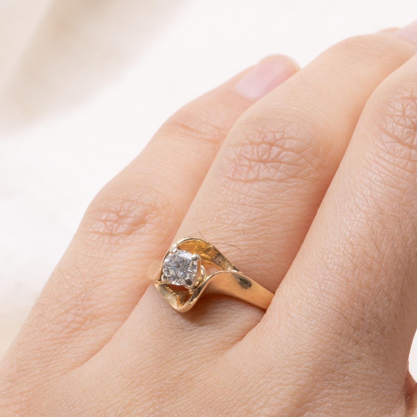 14k Solitaire Diamond Abstract Ring | 0.30ct VS2 I/J | SZ 6.75