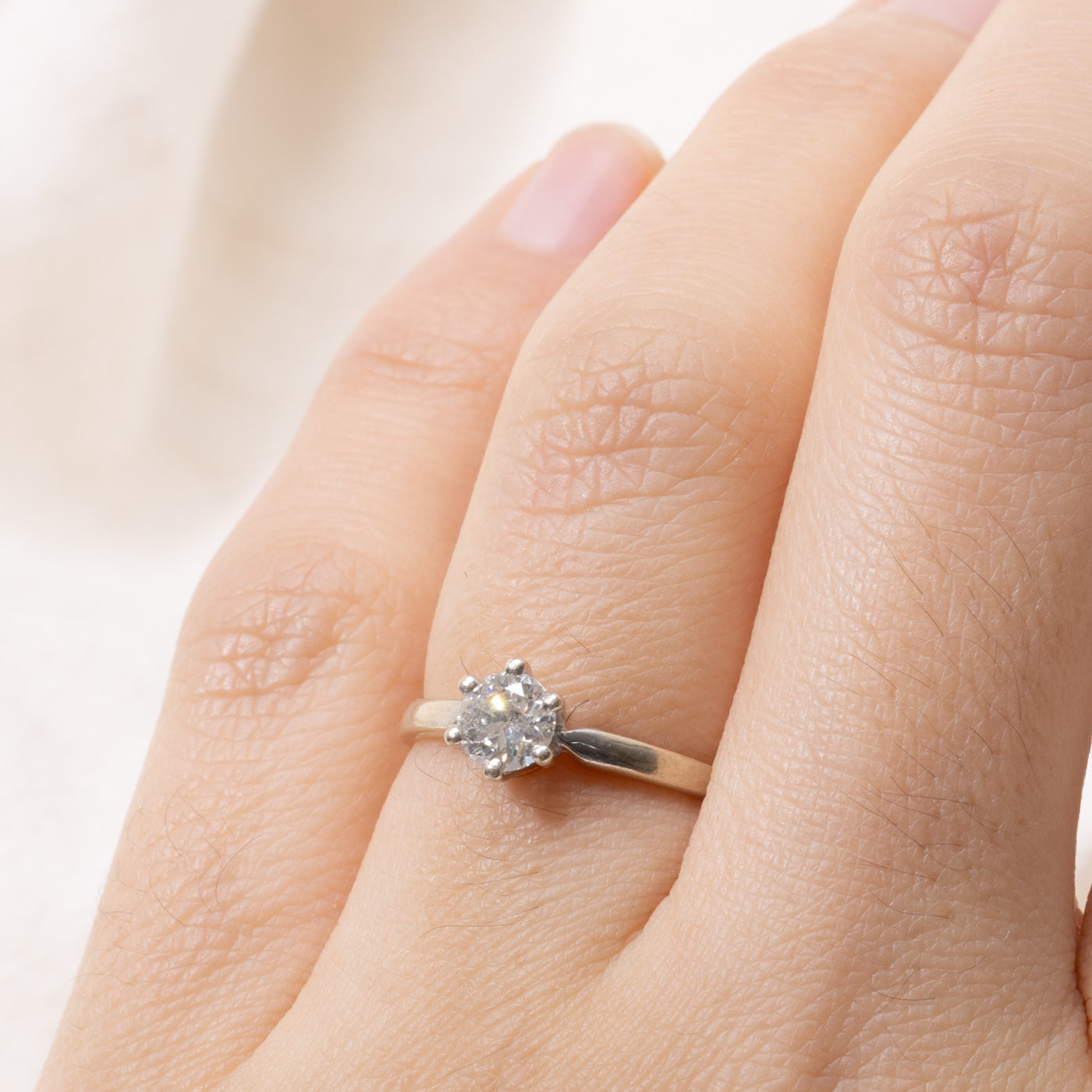 14k Solitaire Round Brilliant Cut Diamond Ring | 0.44ct I2 H/I | SZ 4.25