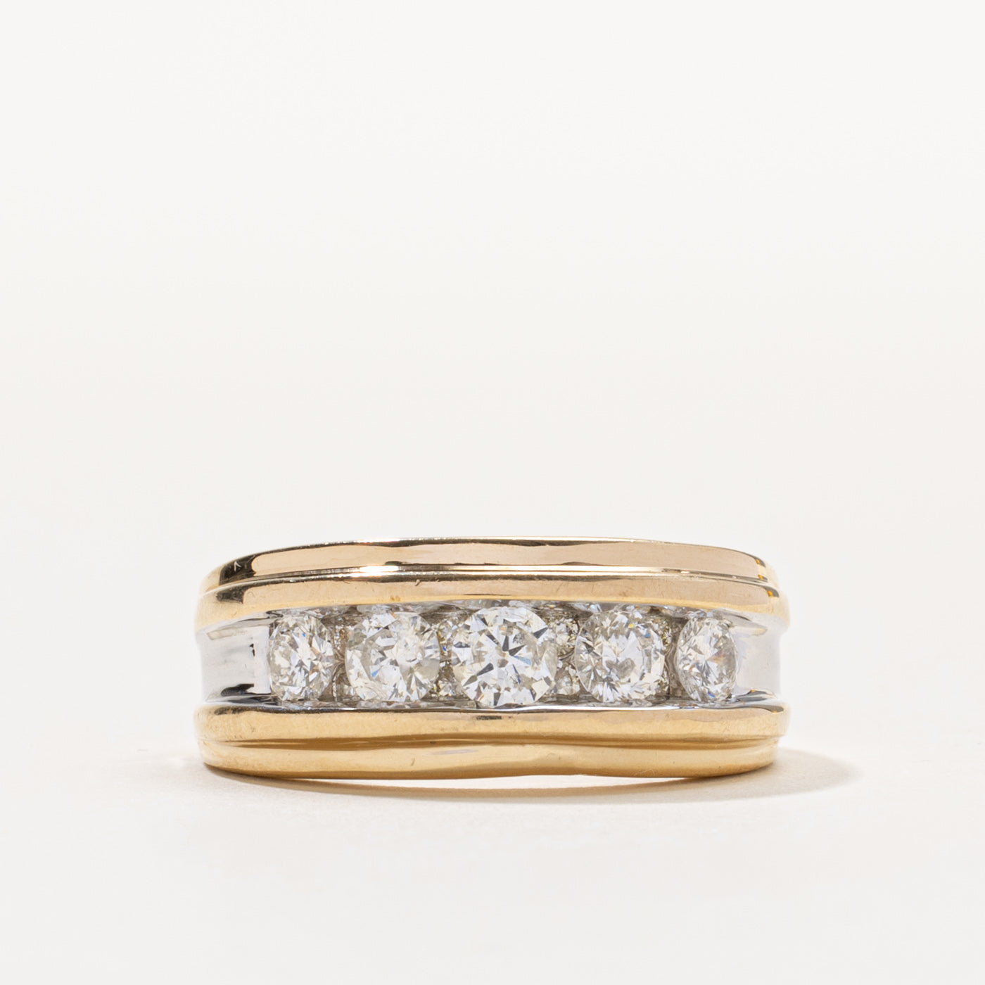 14k Five Stone Diamond Grooved Chunky Band | 0.62ctw | SZ 10.5