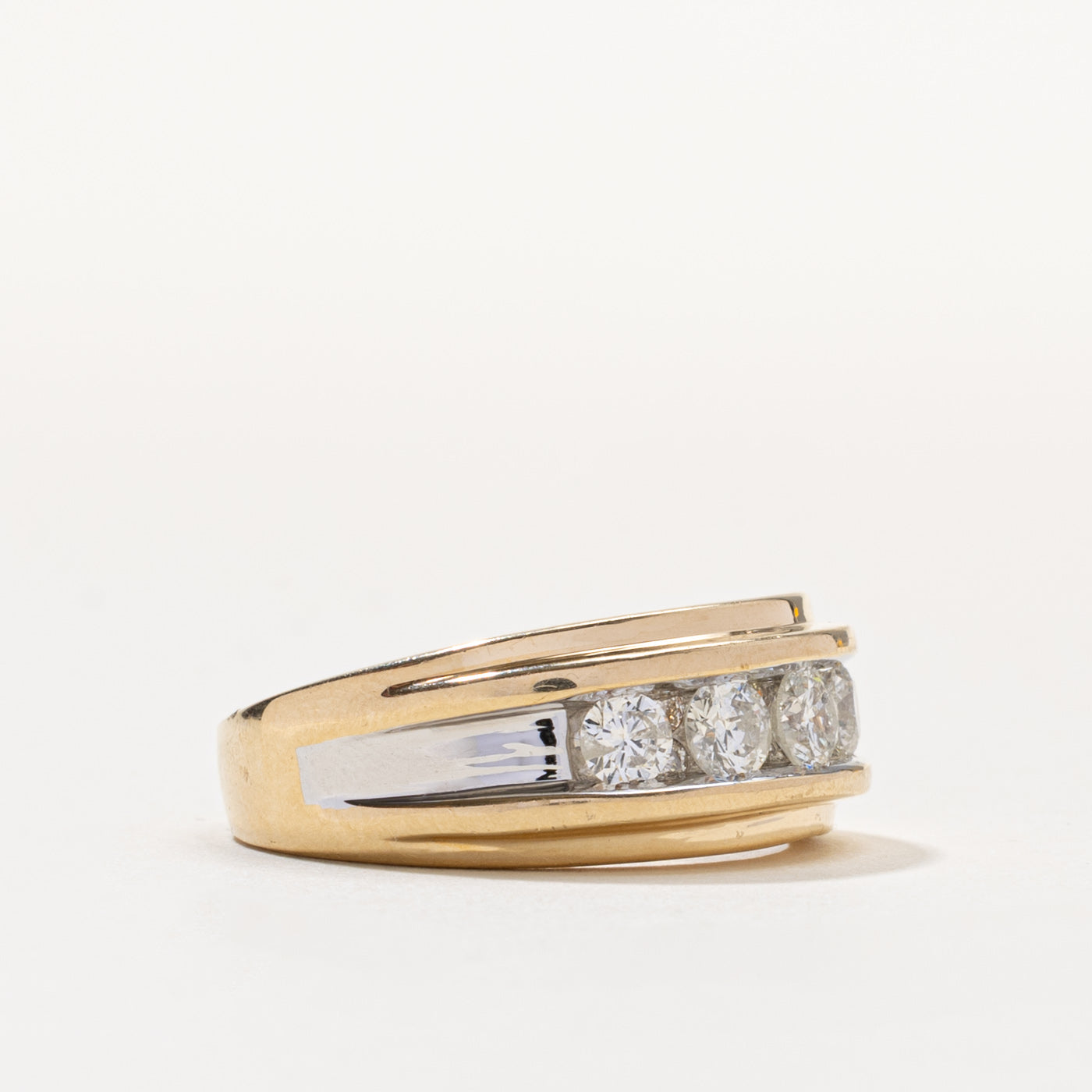 14k Five Stone Diamond Grooved Chunky Band | 0.62ctw | SZ 10.5