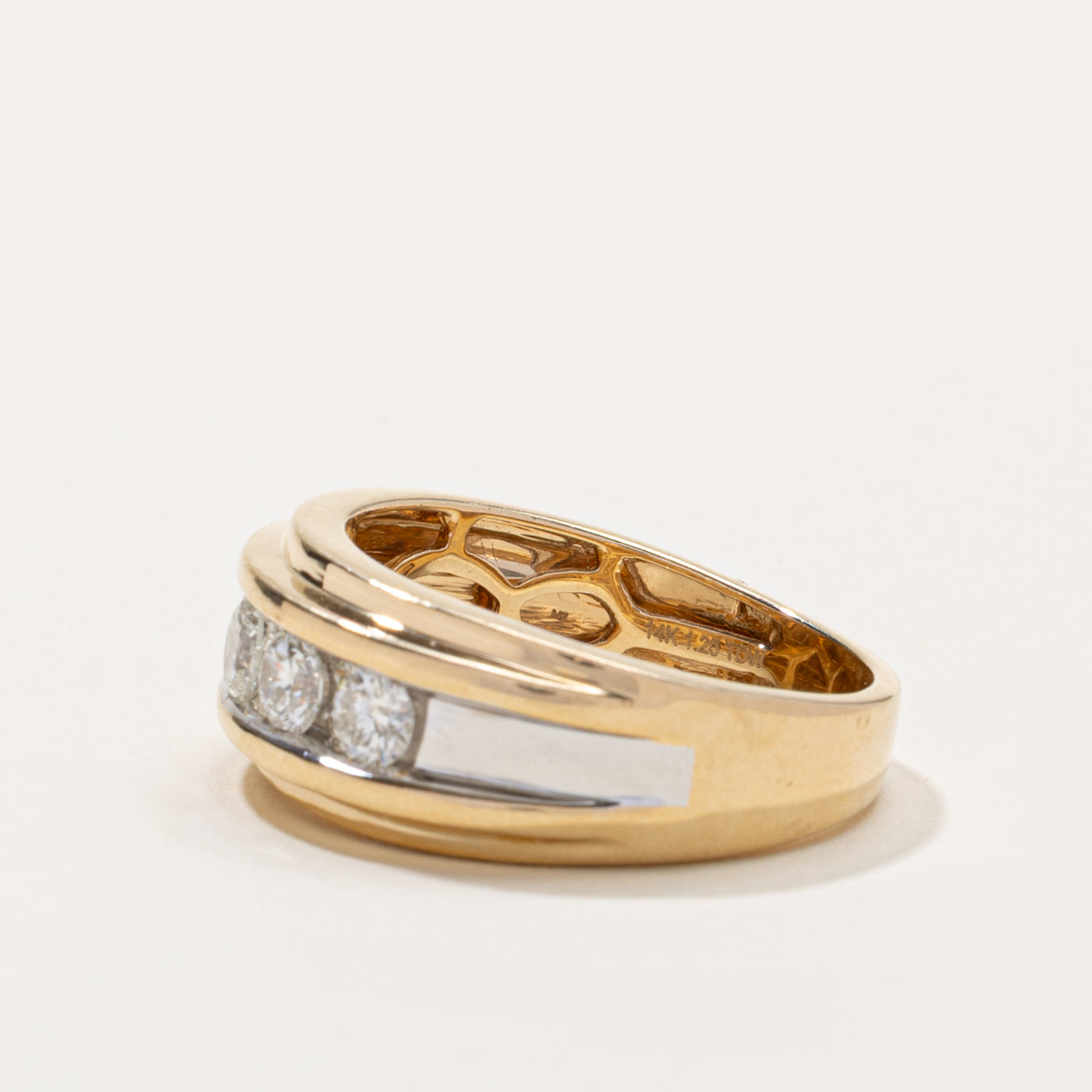 14k Five Stone Diamond Grooved Chunky Band | 0.62ctw | SZ 10.5