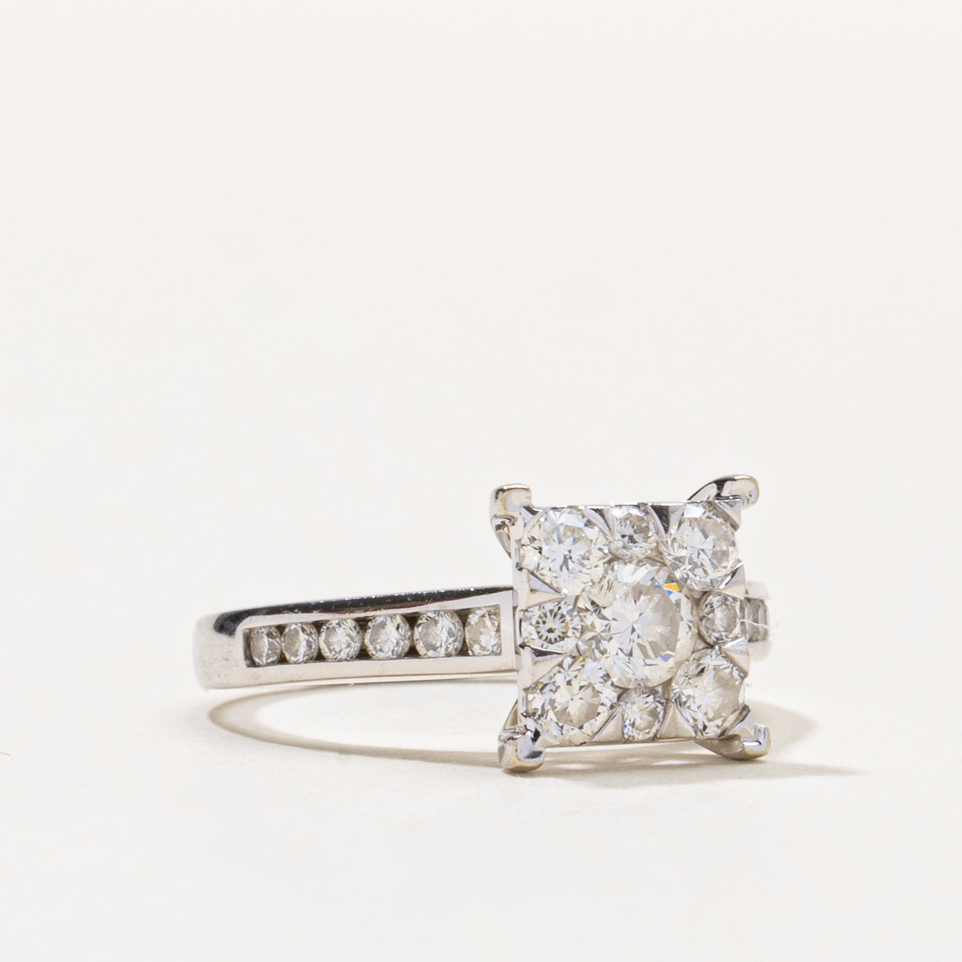 14k Diamond Square Cluster Ring | 0.75ctw | SZ 5.25