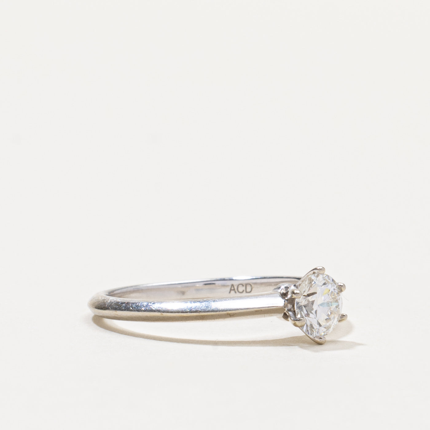 14k Six Prong Round Brilliant Cut Diamond Ring | 0.48ct VS2 H/I | SZ 6.75