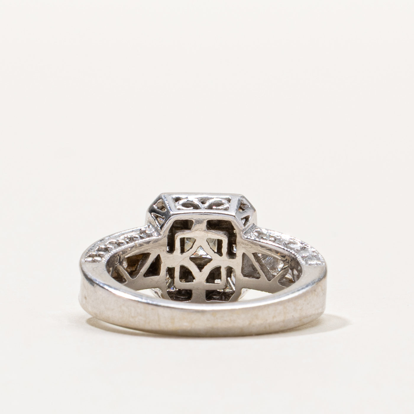 14k Princess Cut Diamond Halo Ring | 0.47ct I2 J/K, 1.62ctw | SZ 4.5