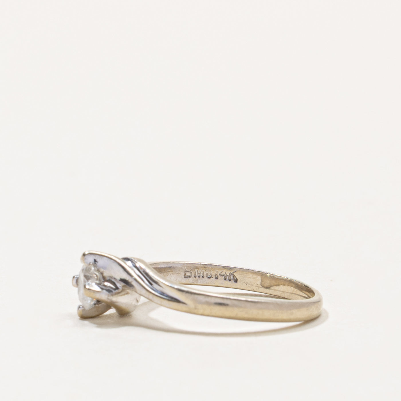 14k Solitaire Diamond Petite Bypass Ring | 0.24ct I2 G/H | SZ 3.5