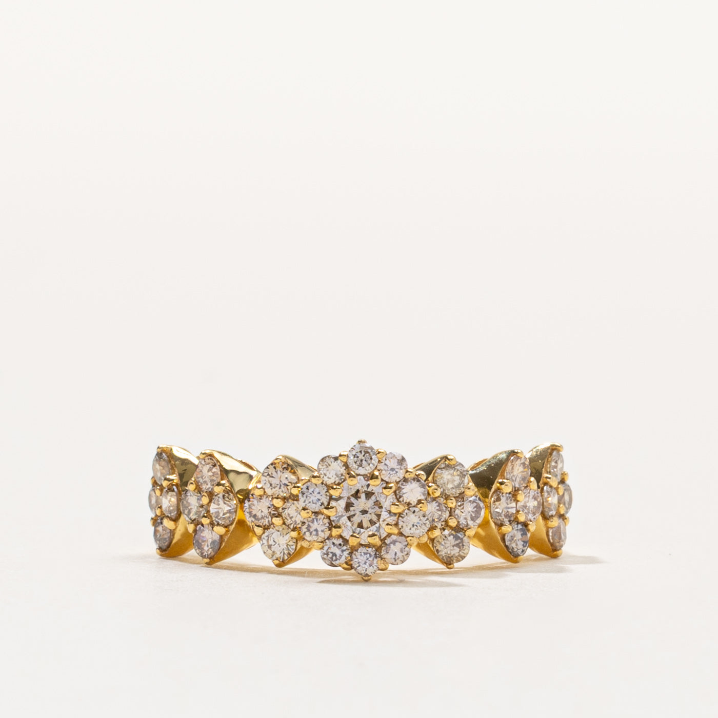18k Diamond Floral Multi Cluster Ring | 1.00ctw | SZ 6.5