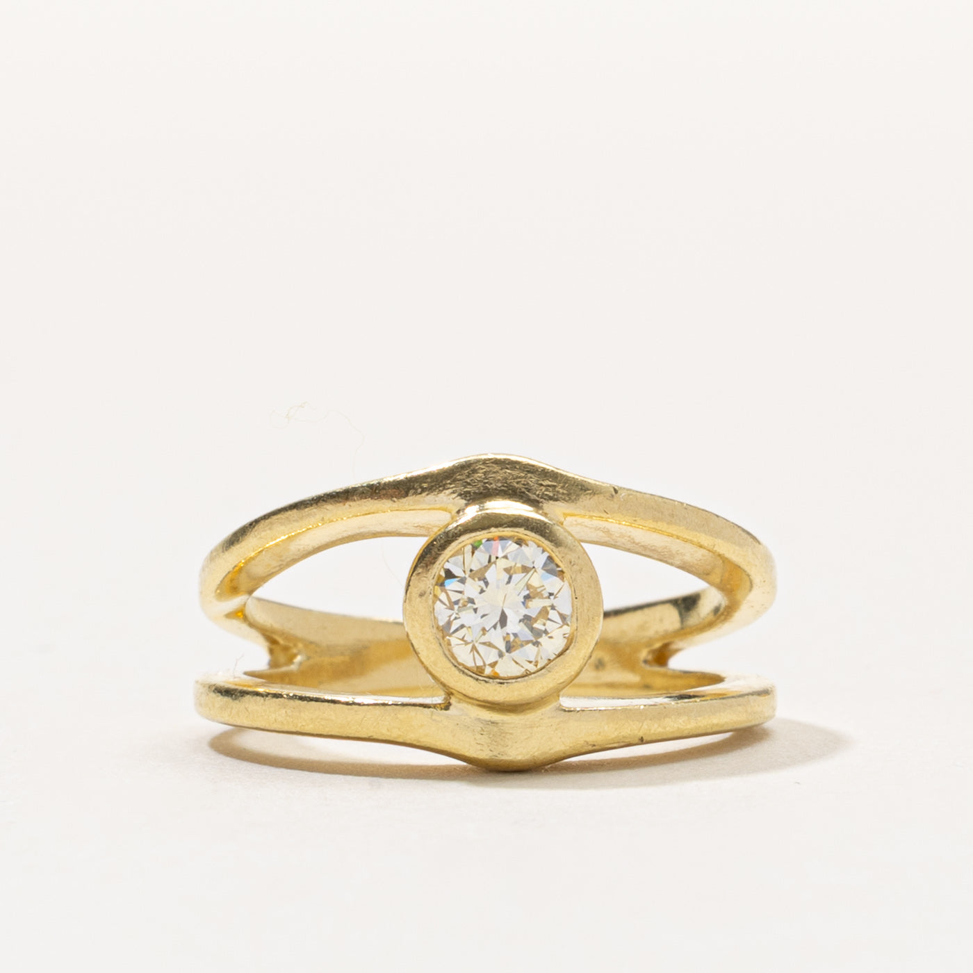 18k Bezel Set Diamond Open Shank Ring | 0.45ct VS1/VS2 J/K | SZ 5