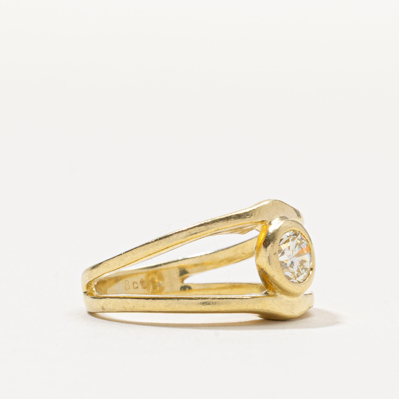18k Bezel Set Diamond Open Shank Ring | 0.45ct VS1/VS2 J/K | SZ 5