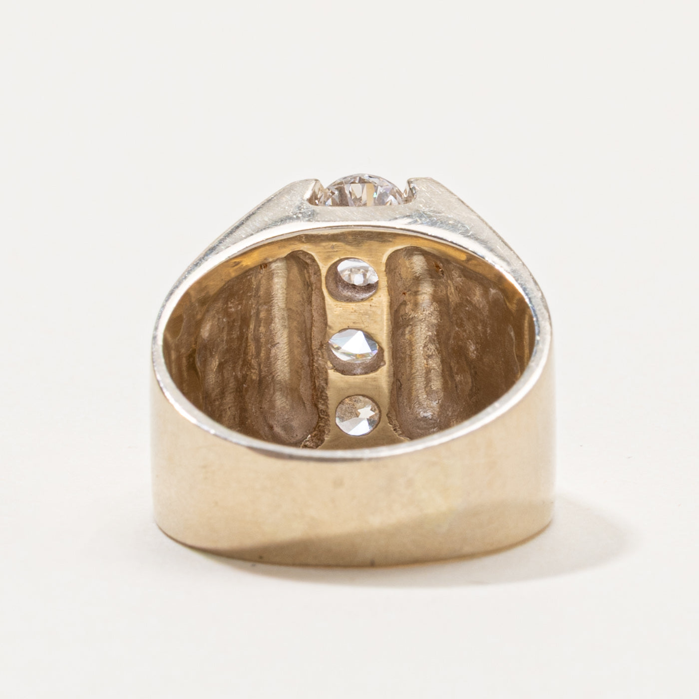 18k Three Stone Diamond Column Chunky Ring | 0.68ctw | SZ 6.25