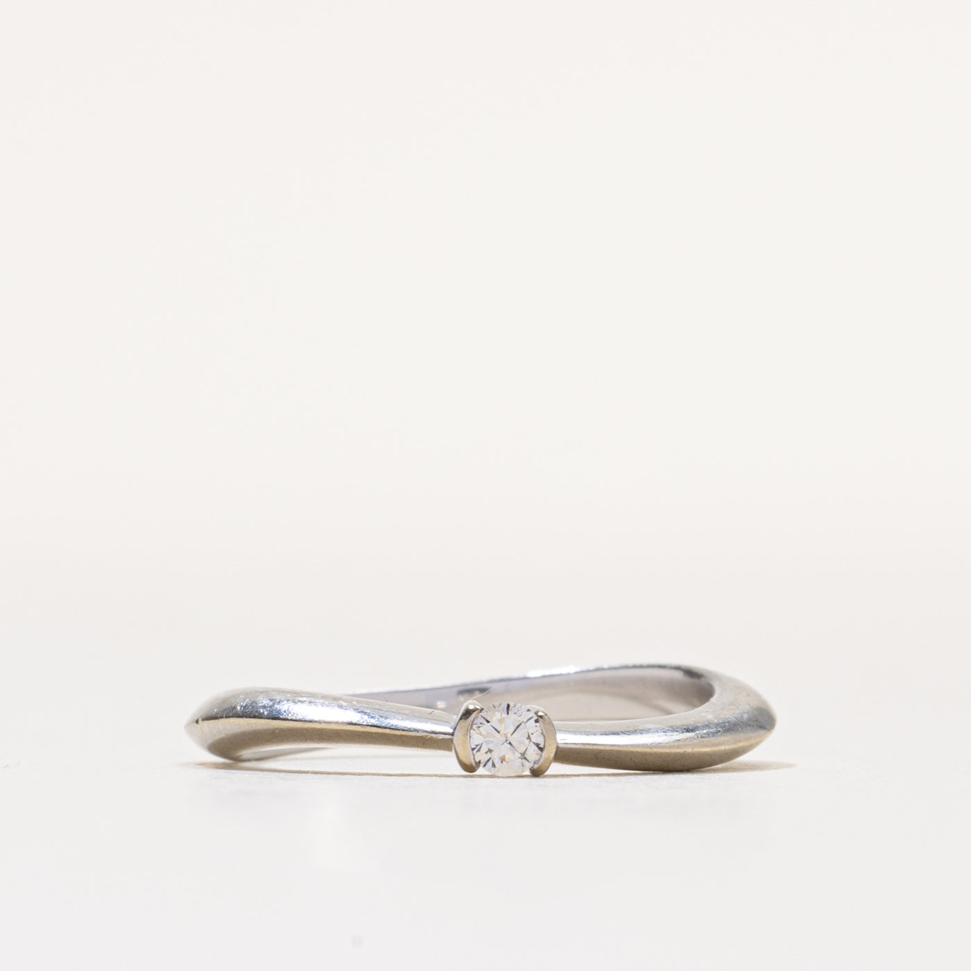 14k Semi Bezel Diamond Thin Wave Ring | 0.06ctw | SZ 6.75