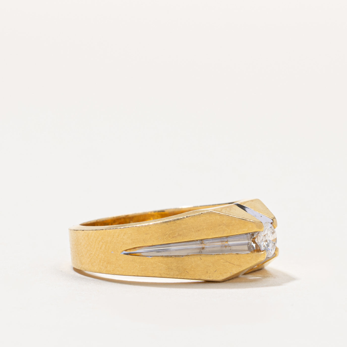 18k Round Brilliant Cut Diamond Grooved Ring | 0.24ct | SZ 9.5