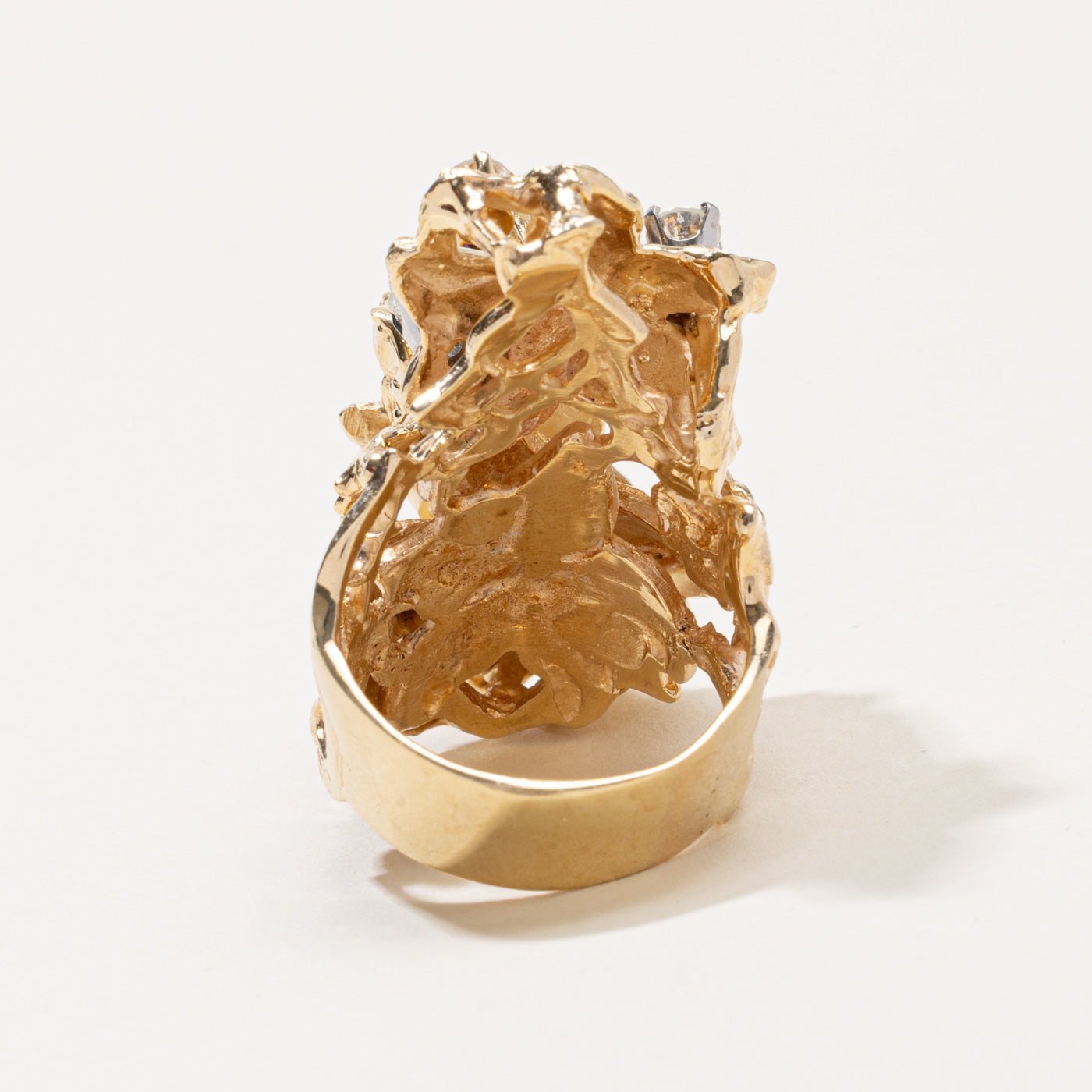 14k Diamond Cluster Floral Engraved Cocktail Ring | 1.99ctw | SZ 9.5