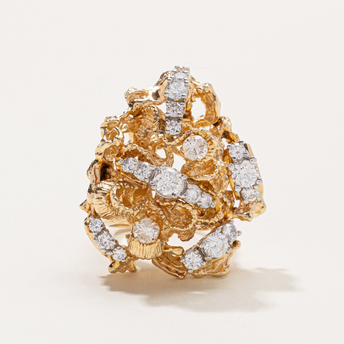14k Diamond Cluster Nuggety Cocktail Ring | 2.41ctw | SZ 7.75