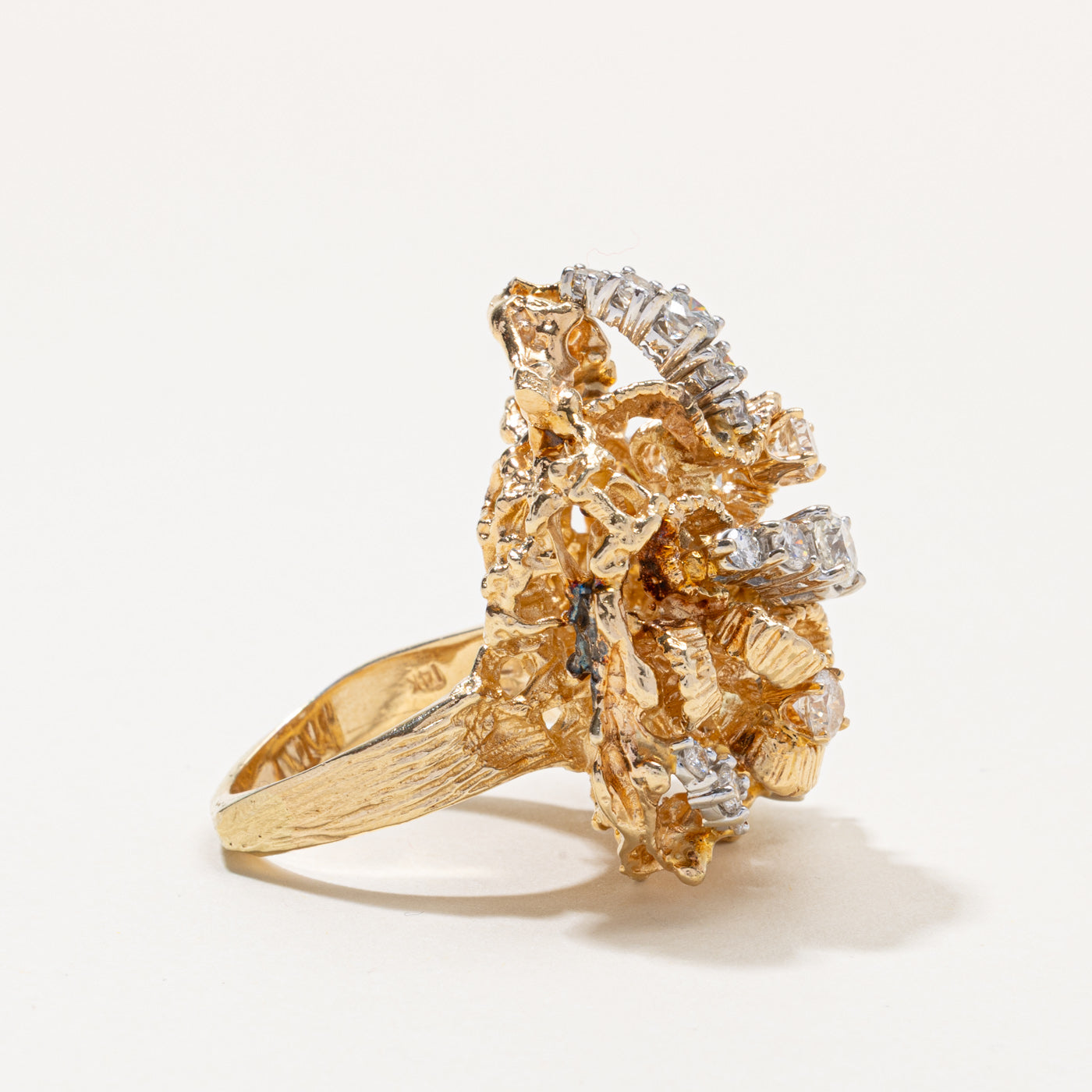 14k Diamond Cluster Nuggety Cocktail Ring | 2.41ctw | SZ 7.75