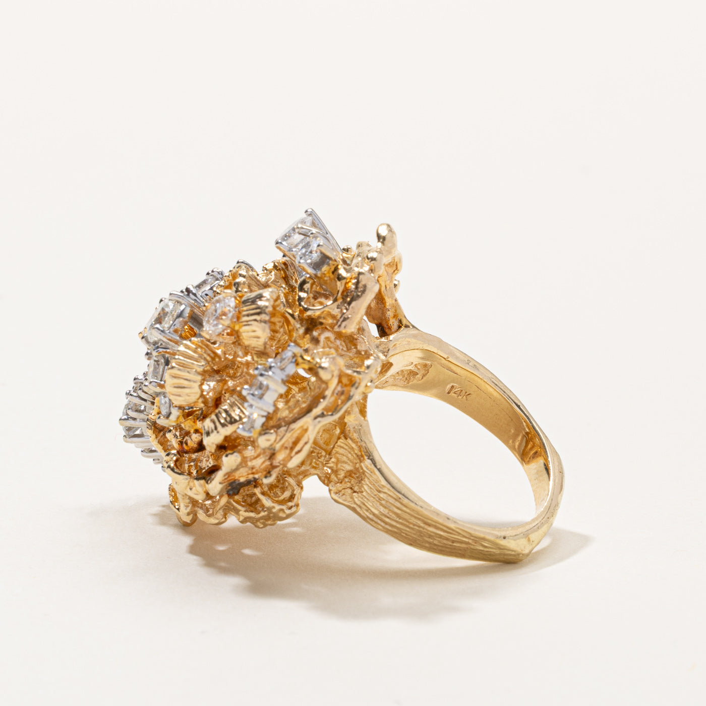 14k Diamond Cluster Nuggety Cocktail Ring | 2.41ctw | SZ 7.75