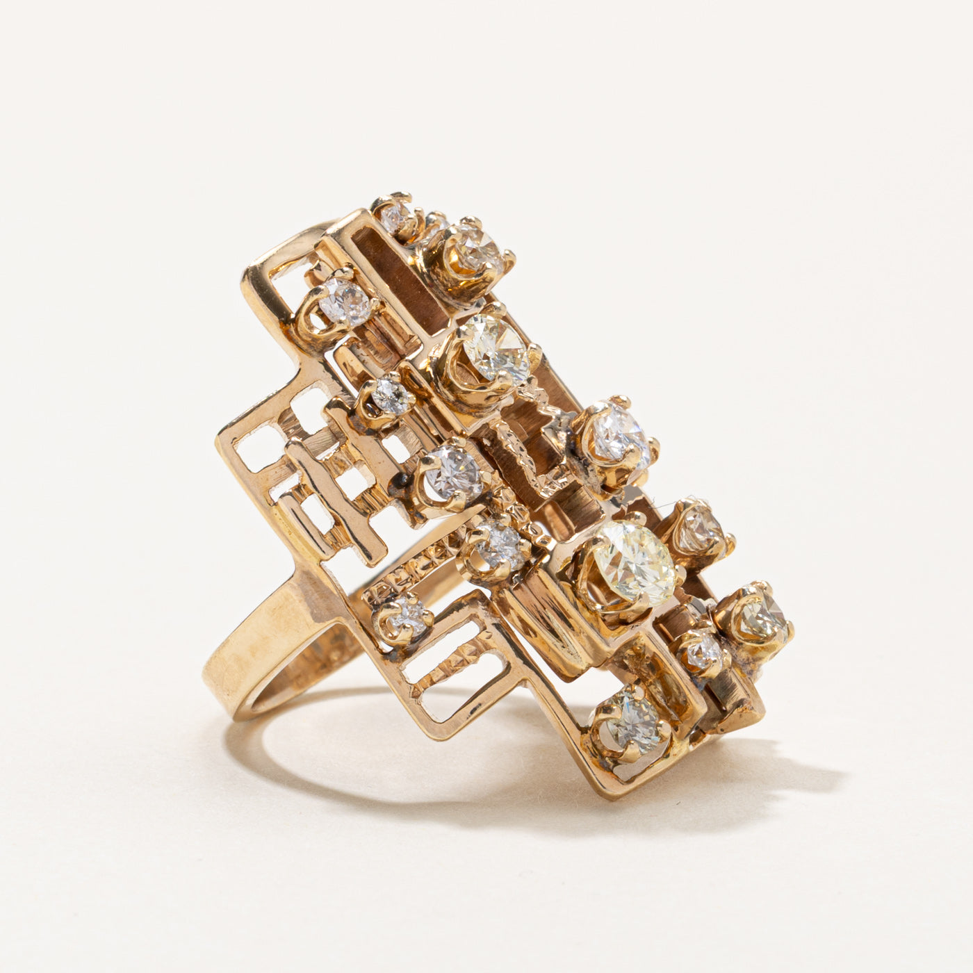 10k Diamond Cluster Geometric Cocktail Ring | 2.15ctw | SZ 7.75