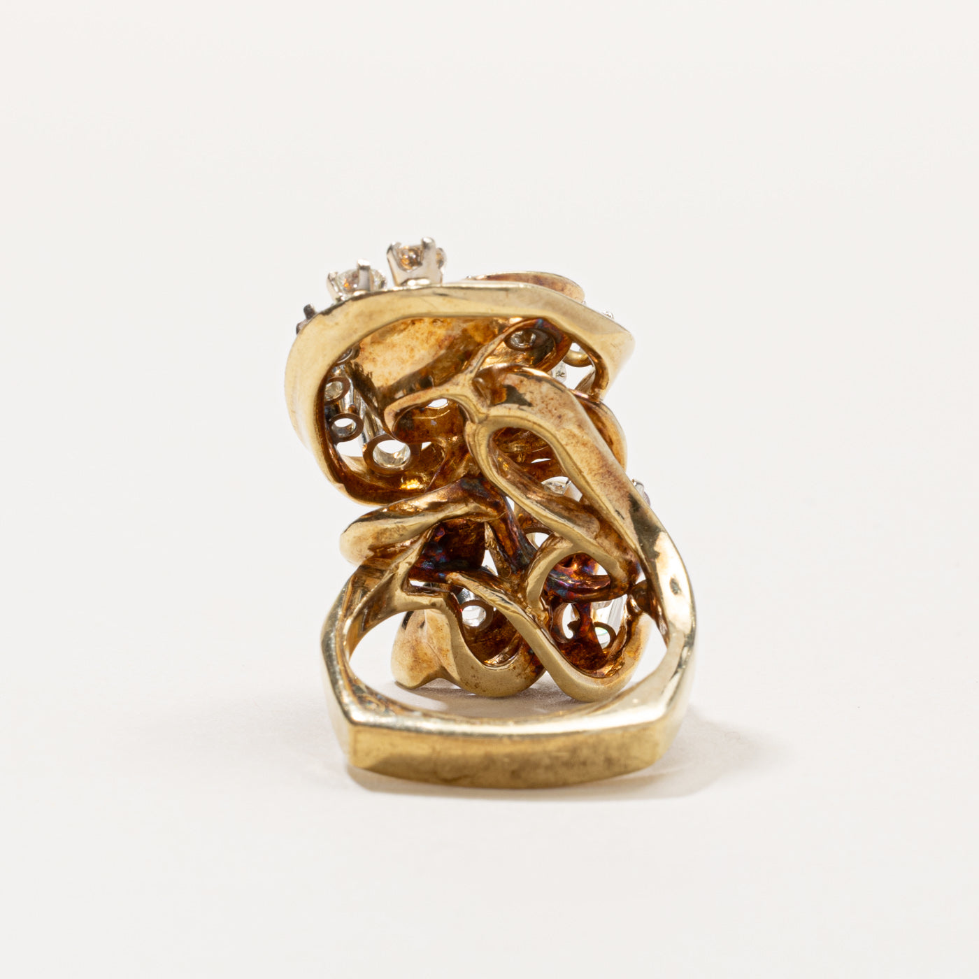 14k Diamond Cluster Abstract Cocktail Ring | 1.48ctw | SZ 8.5