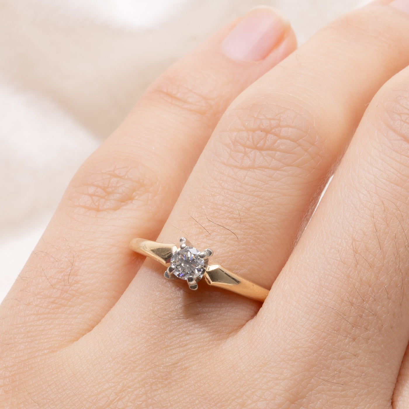 14k Four Prong Solitaire Diamond Ring | 0.25ct VS2 I | SZ 8.5
