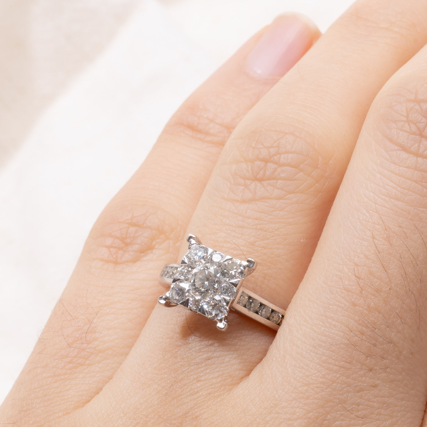 14k Diamond Square Cluster Ring | 0.75ctw | SZ 5.25