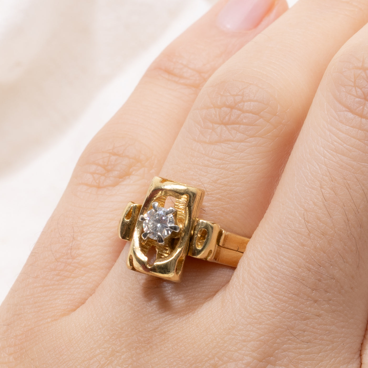 18k Diamond Geometric Wedding Ring Set | 0.32ct VS1 G/H | SZ 5