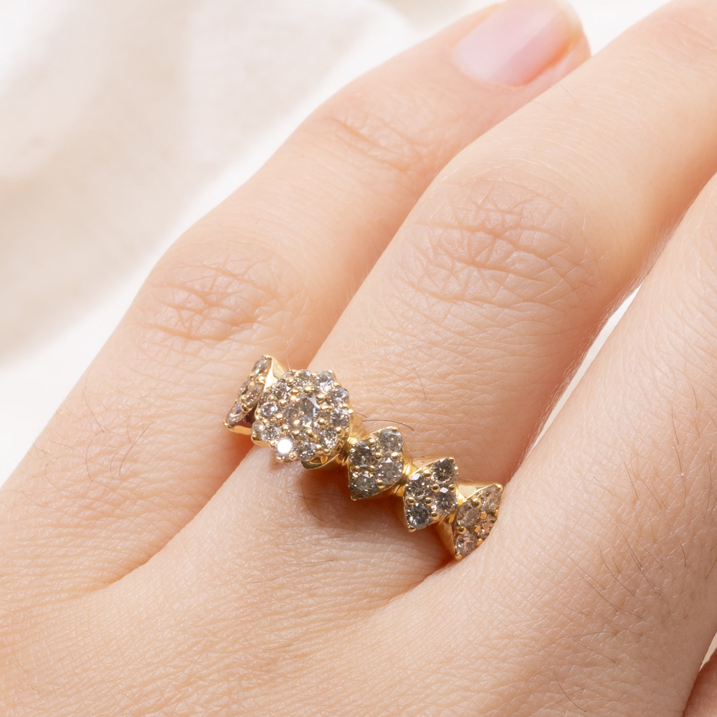18k Diamond Floral Multi Cluster Ring | 1.00ctw | SZ 6.5