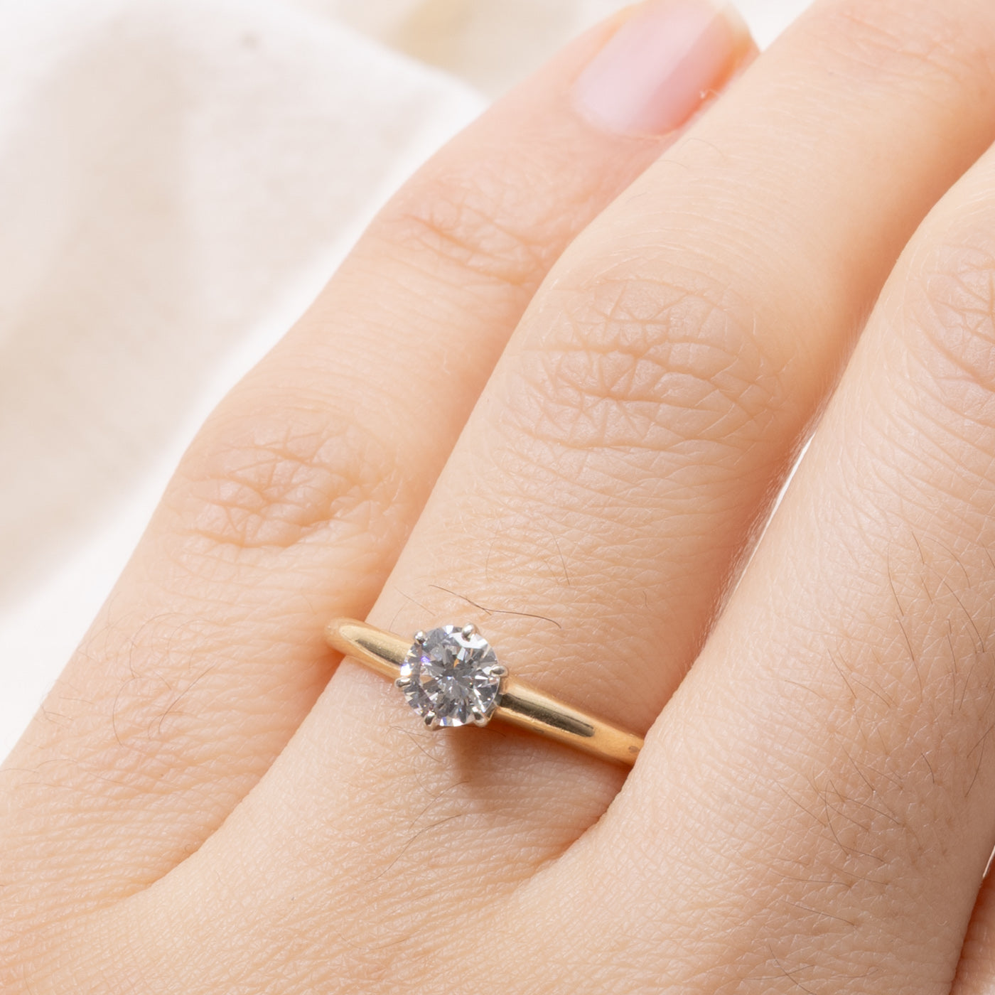 14k Six Prong Solitaire Diamond Ring | 0.45ct VS1/VS2 G | SZ 7.25