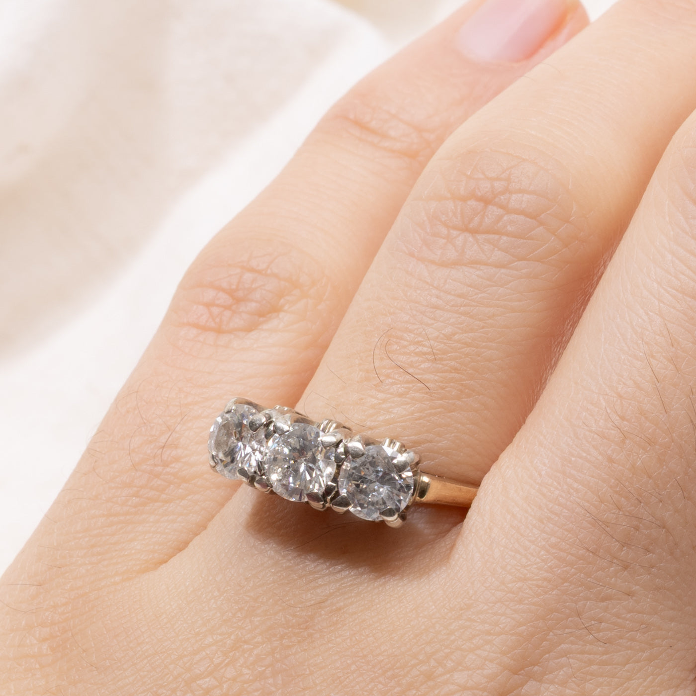 14k Three Stone Diamond Ring | 1.86ctw | SZ 7.5