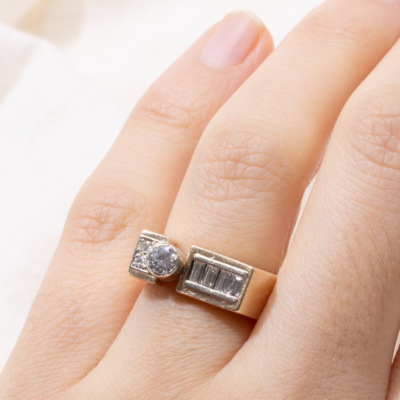 14k Diamond Accented Geometric Ring | 0.58ctw | SZ 5.75