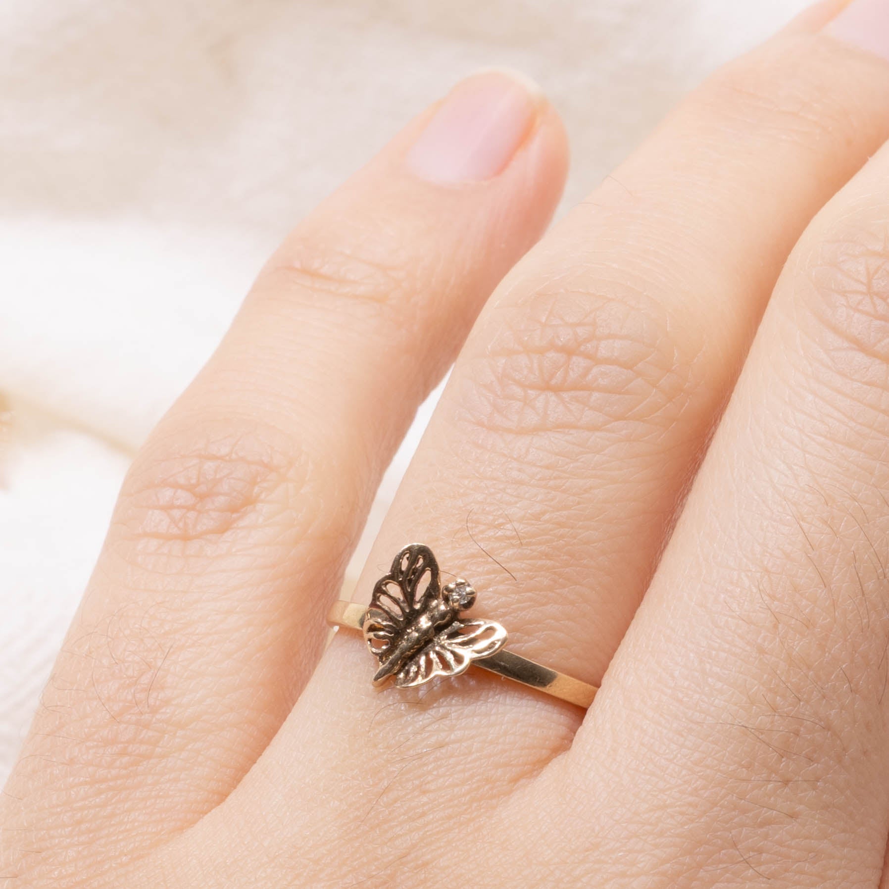 10k Diamond Butterfly Ring | SZ 6.5