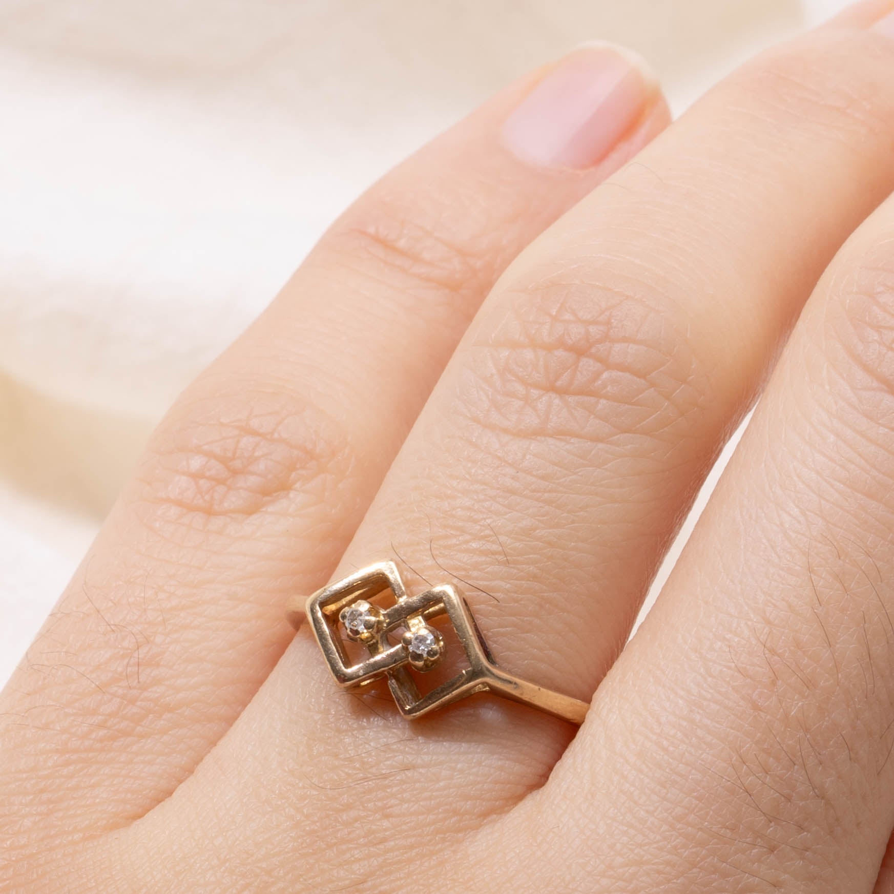 10k Two Stone Diamond Geometric Ring | SZ 6.25