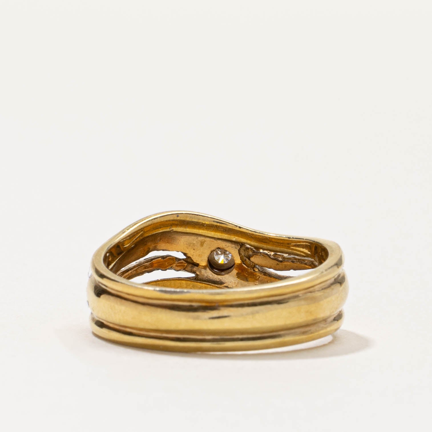 g*9様 OVY Two Grooves Ring 9k Diamond Textured Stacked Wave Ring | SZ 7