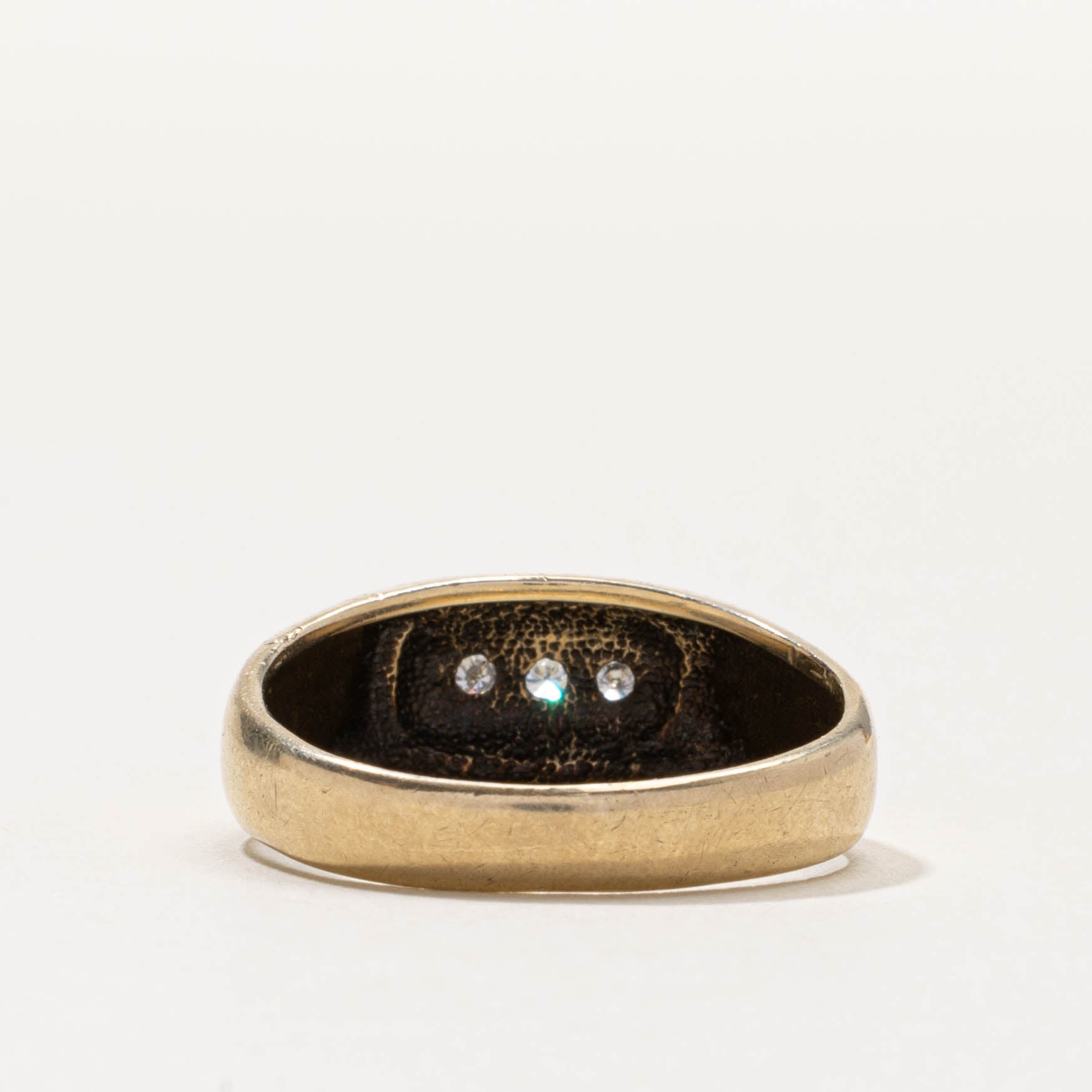 10k Diamond Accent Rectangle Design Signet Ring | SZ 10