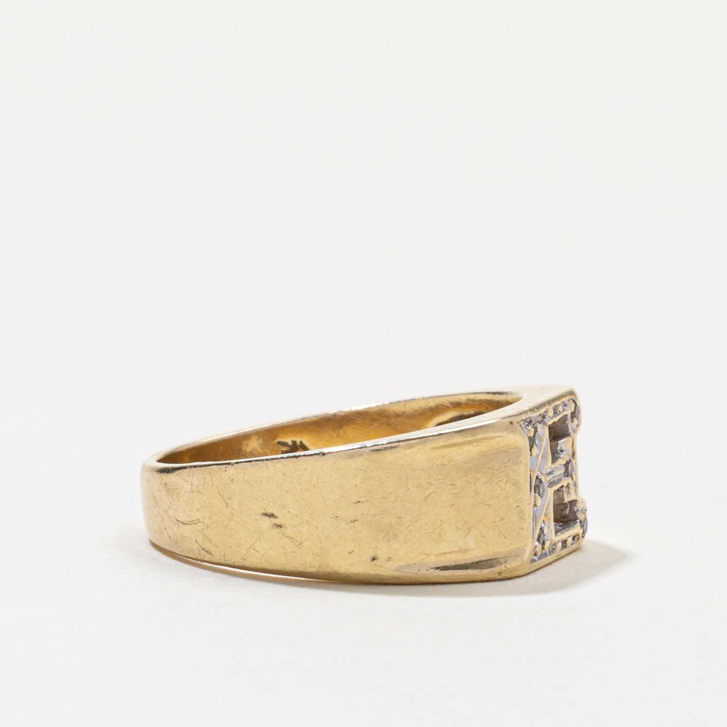 10k Diamond "E" Initial Band | SZ 8