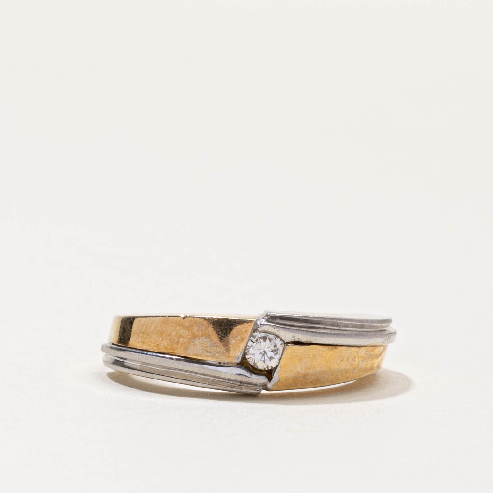 10k Two Tone Tension Set Diamond Band | SZ 6