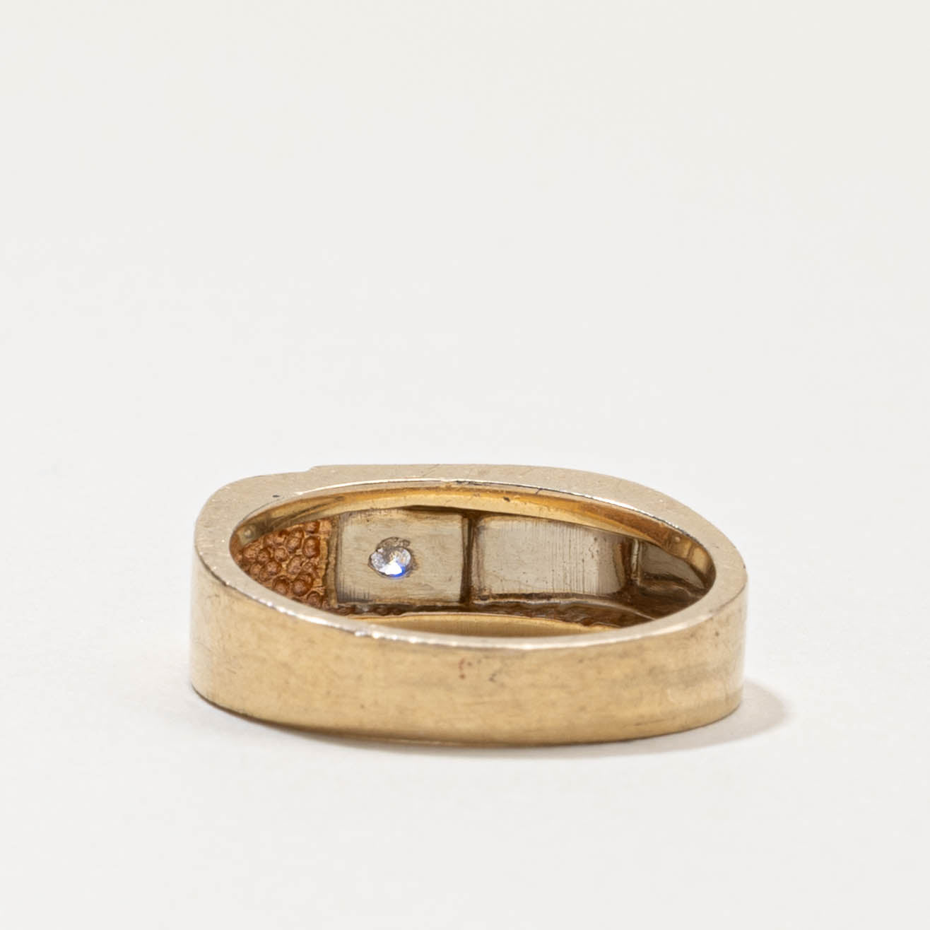 10k Two Tone Diamond Soft Square Band | SZ 6.25