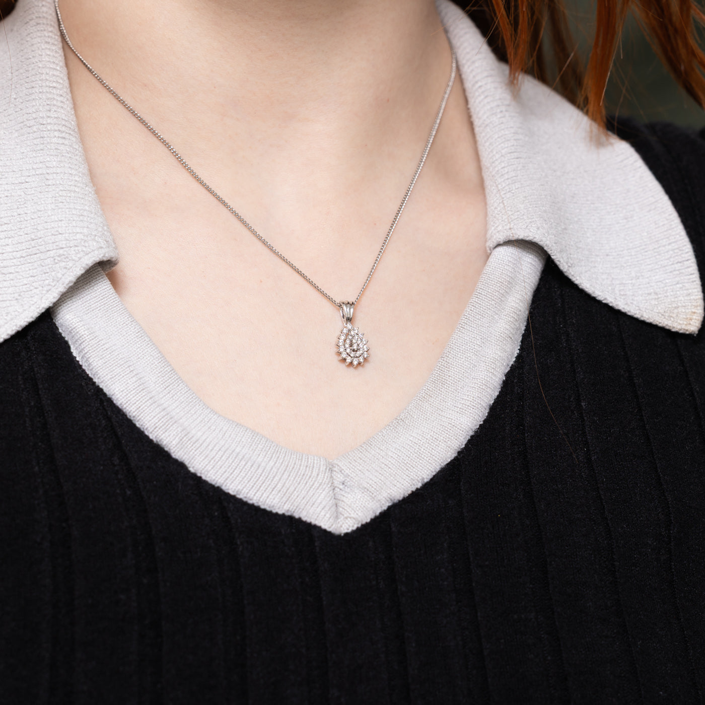 18k Diamond Pear Shaped Cluster Pendant | 0.36ctw
