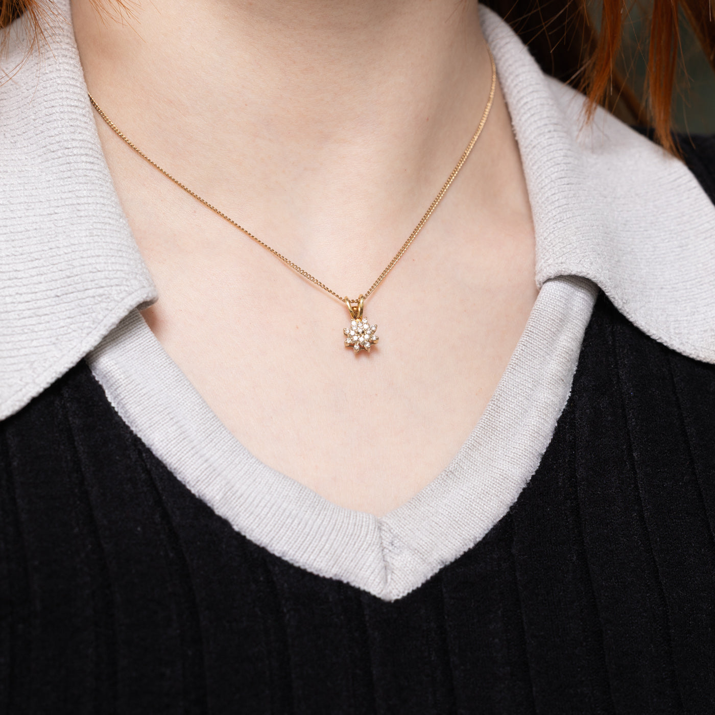 18k Diamond Petal Cluster Pendant | 0.16ctw