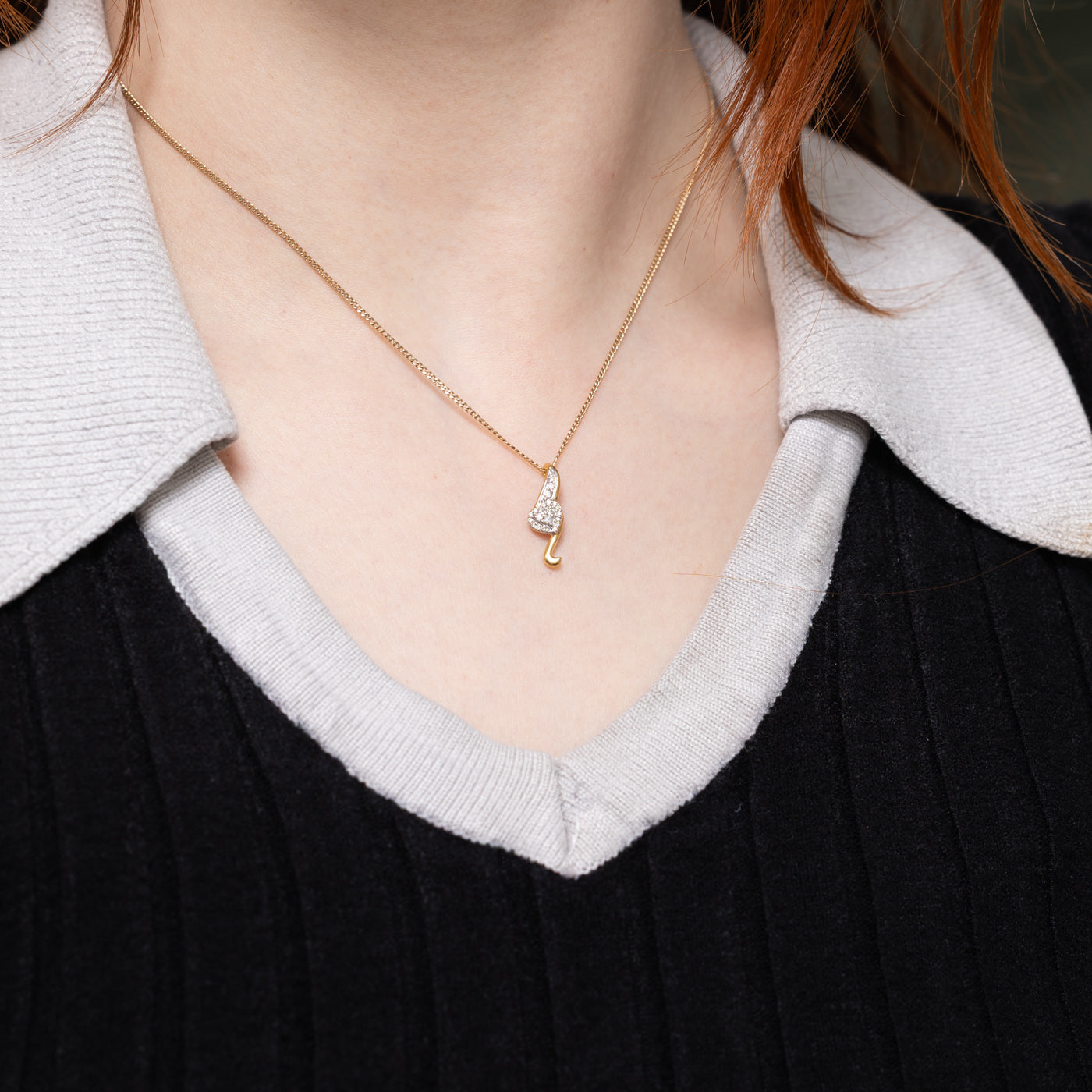 18k Diamond Heart Cluster Drop Pendant | 0.06ctw