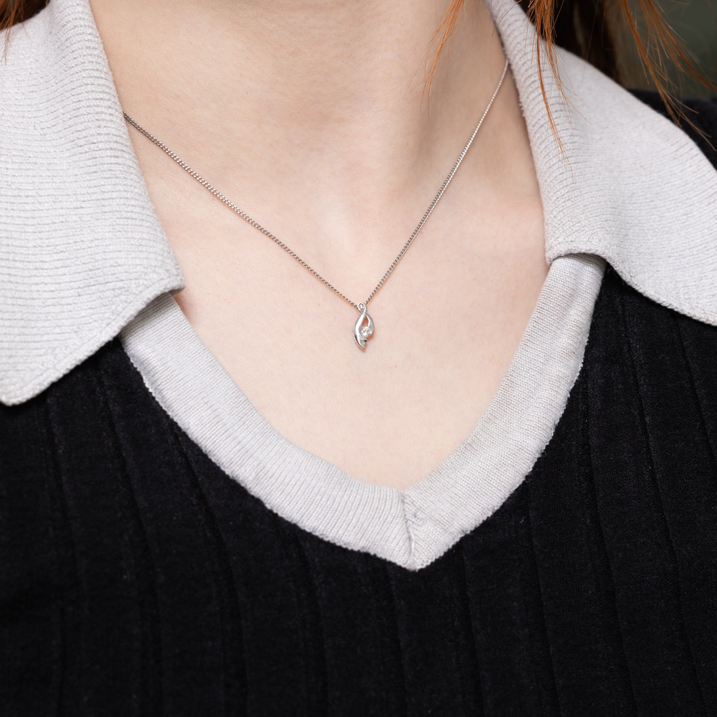 14k Diamond Abstract Pendant | 0.09ctw