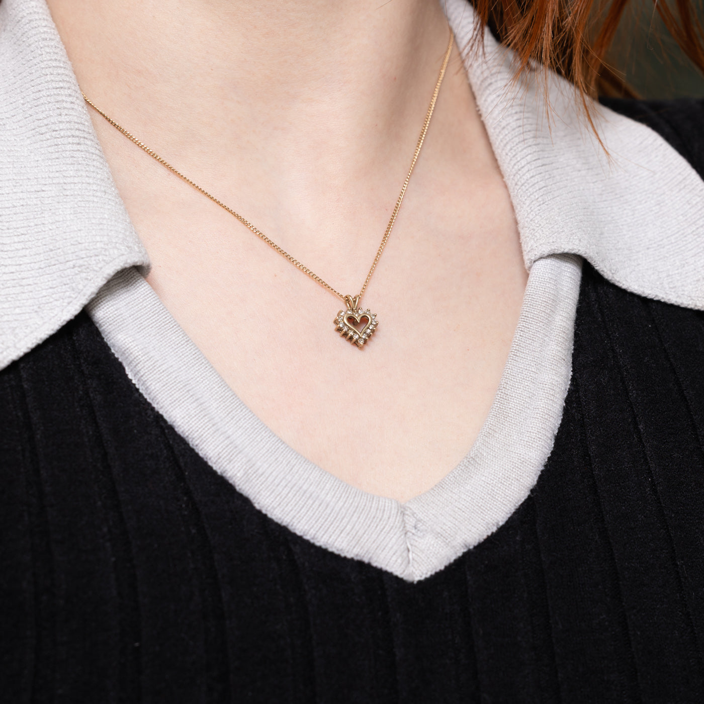 14k Diamond Petal Heart Pendant | 0.16ctw