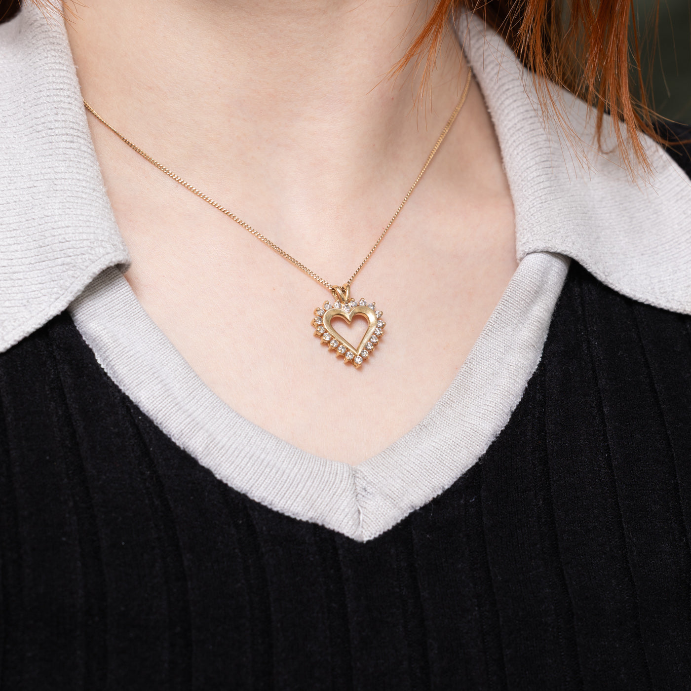 14k Diamond Petal Heart Pendant | 0.68ctw