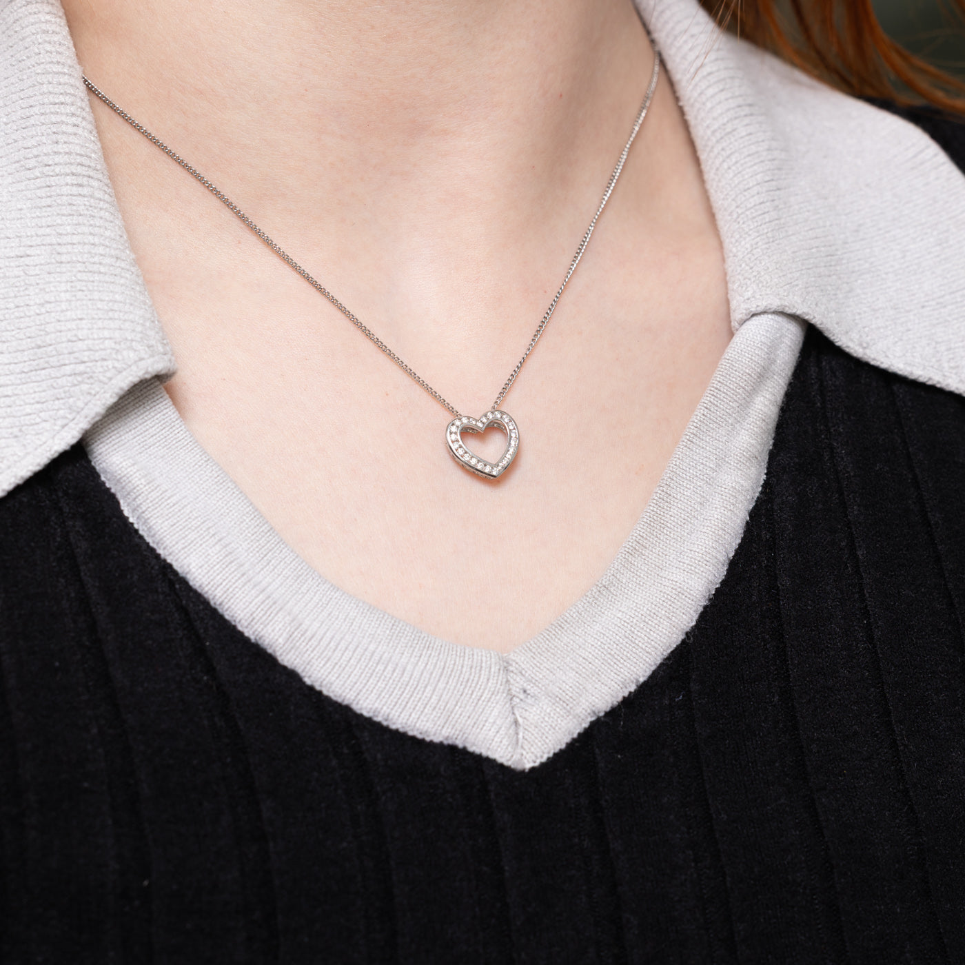 14k White Gold Diamond Heart Pendant | 0.19ctw