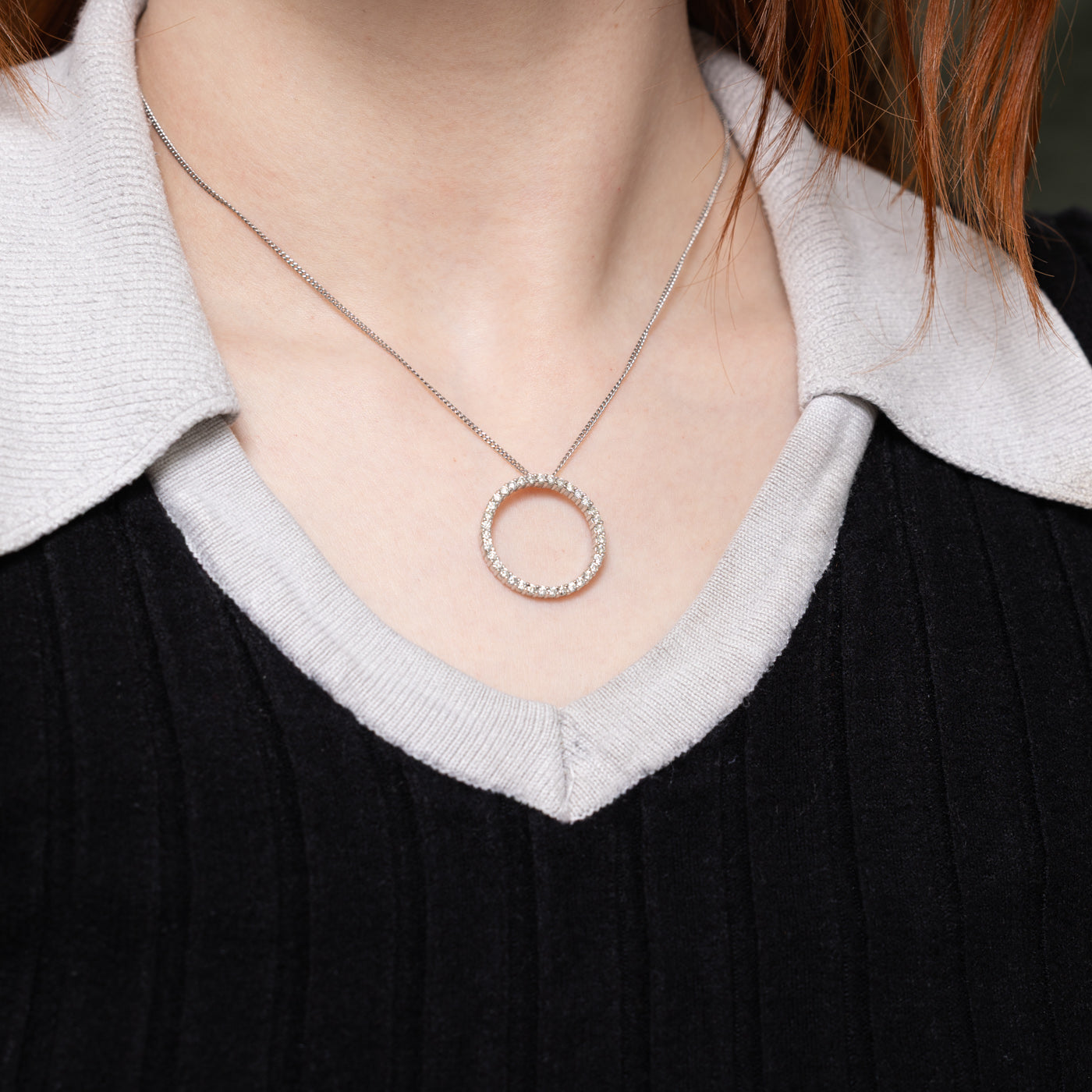 14k Diamond Circle Pendant | 0.80ctw