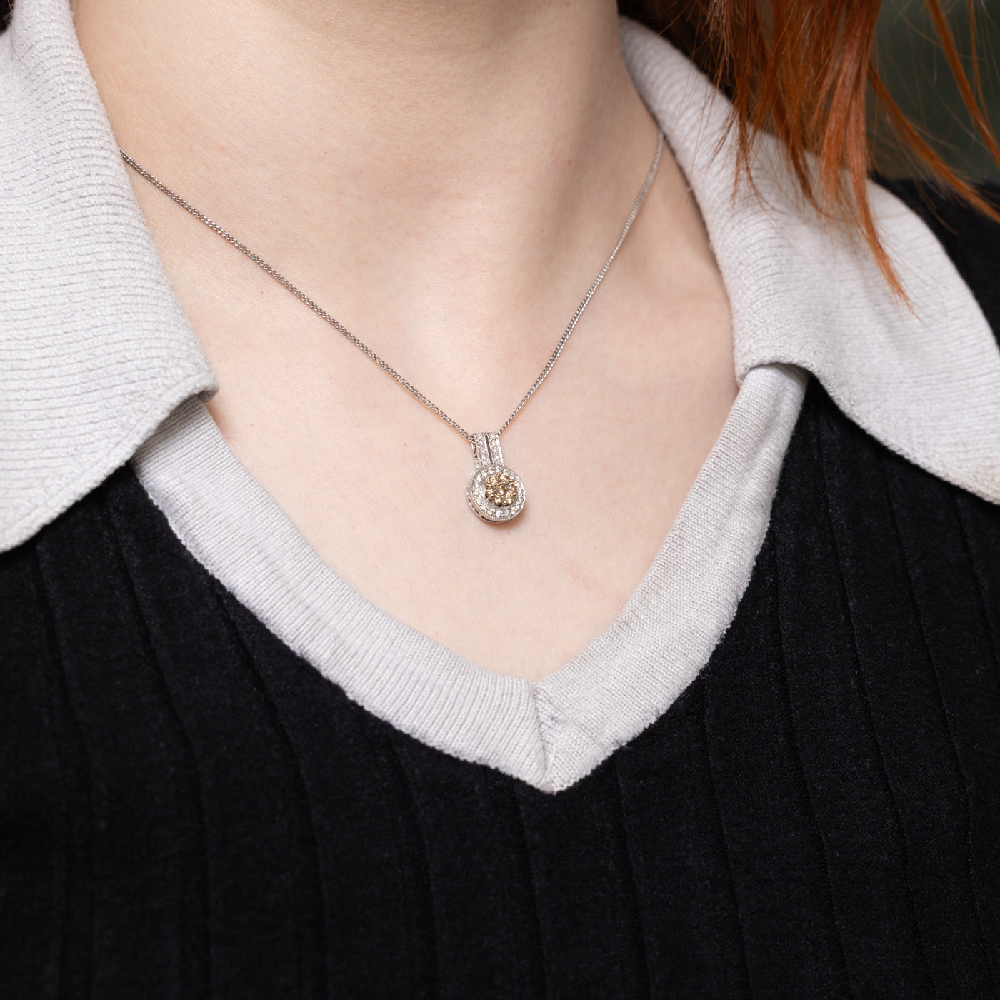 14k Brown & White Diamond Cluster Pendant | 0.42ctw
