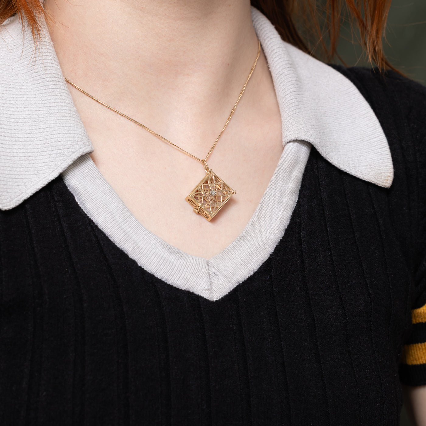 10k Diamond "Mad Money" Box Pendant | 0.03ctw
