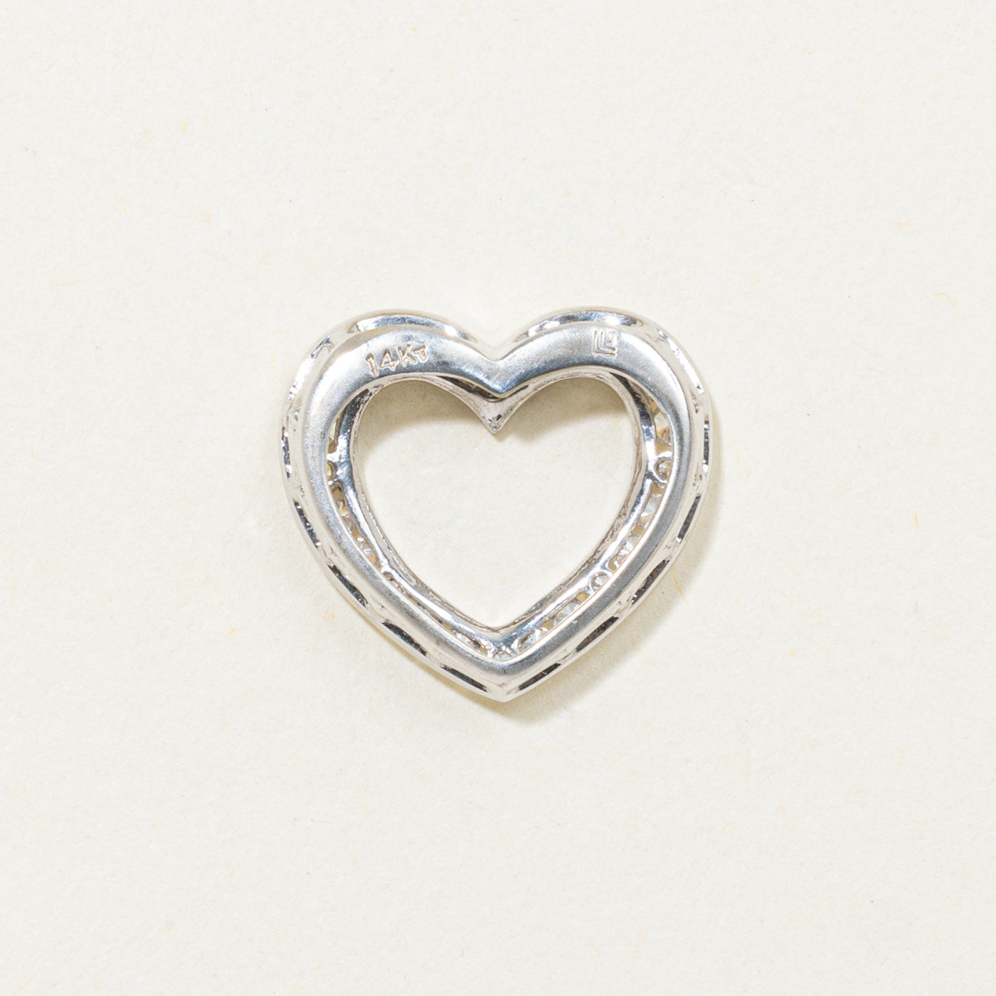 14k White Gold Diamond Heart Pendant | 0.19ctw