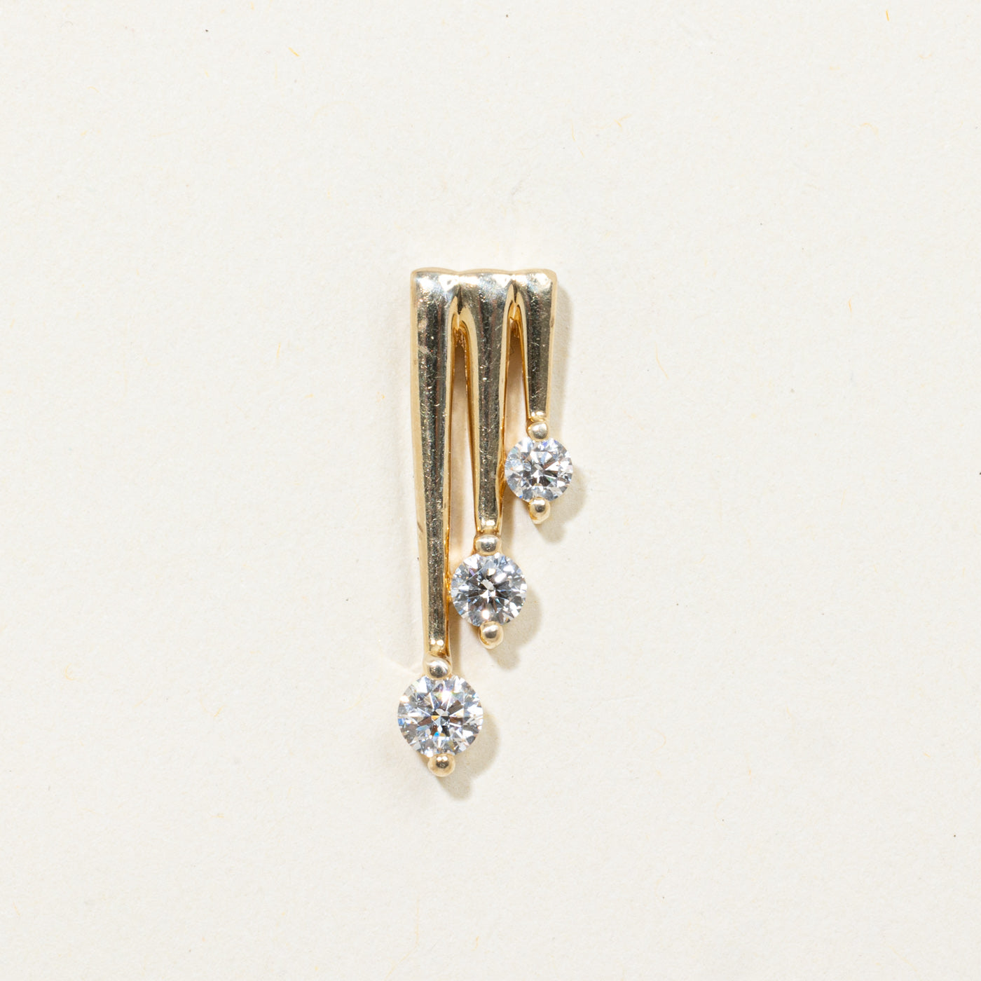 14k Three Stone Diamond Drop Pendant | 0.31ctw