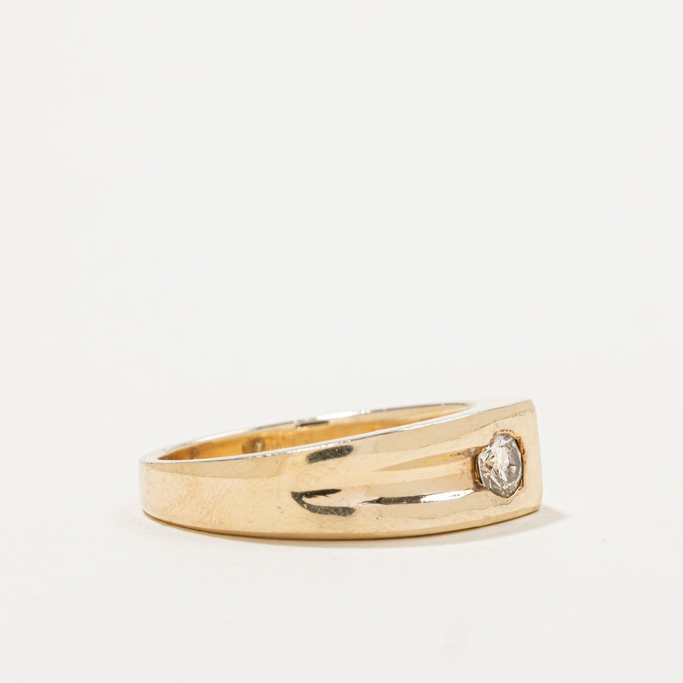 10k Side Set Diamond Grooved Ring | 0.25ct | SZ 10