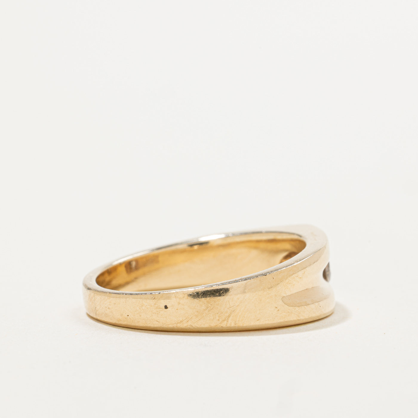 10k Side Set Diamond Grooved Ring | 0.25ct | SZ 10
