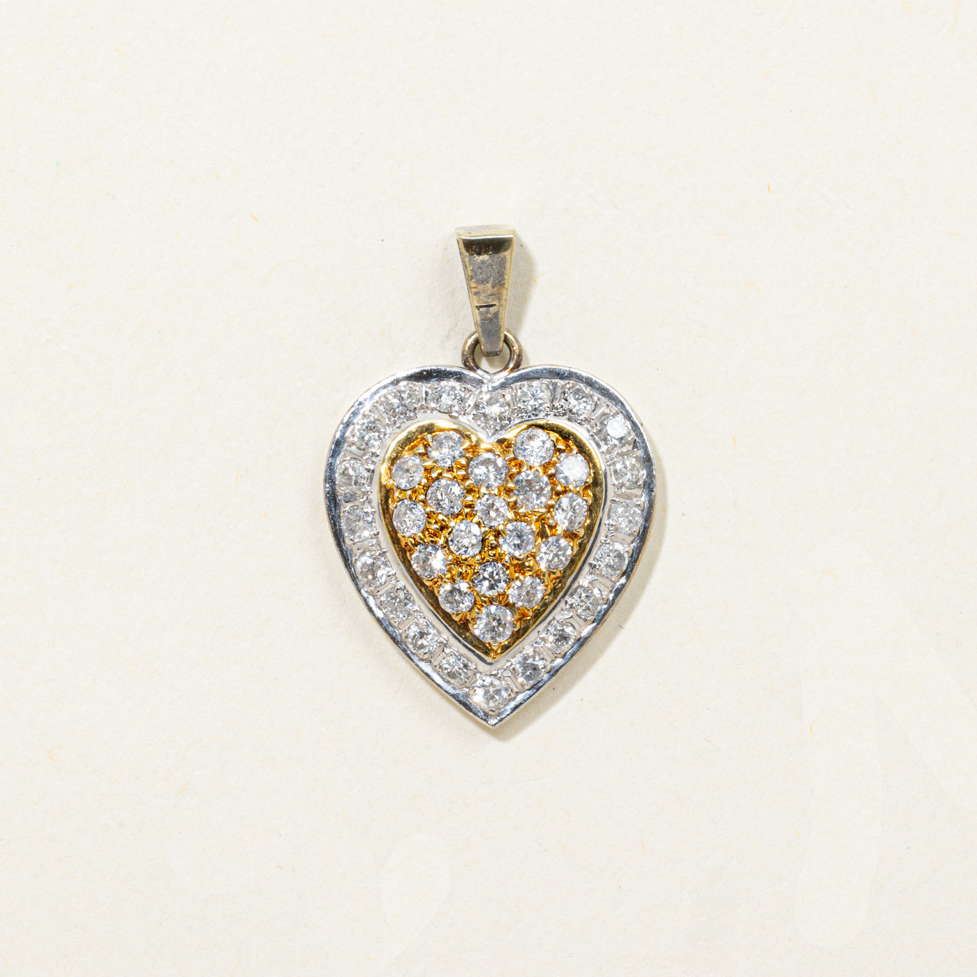 14k Two Tone Gold Diamond Heart Cluster Pendant | 0.50ctw